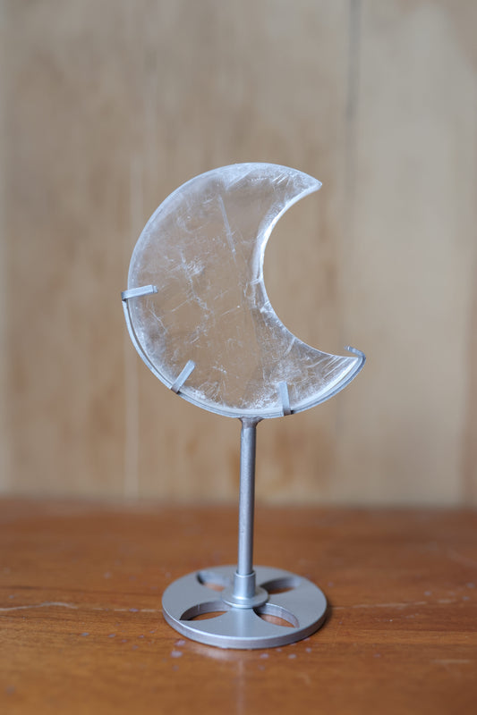 Selenite Crystal Moon on Stand