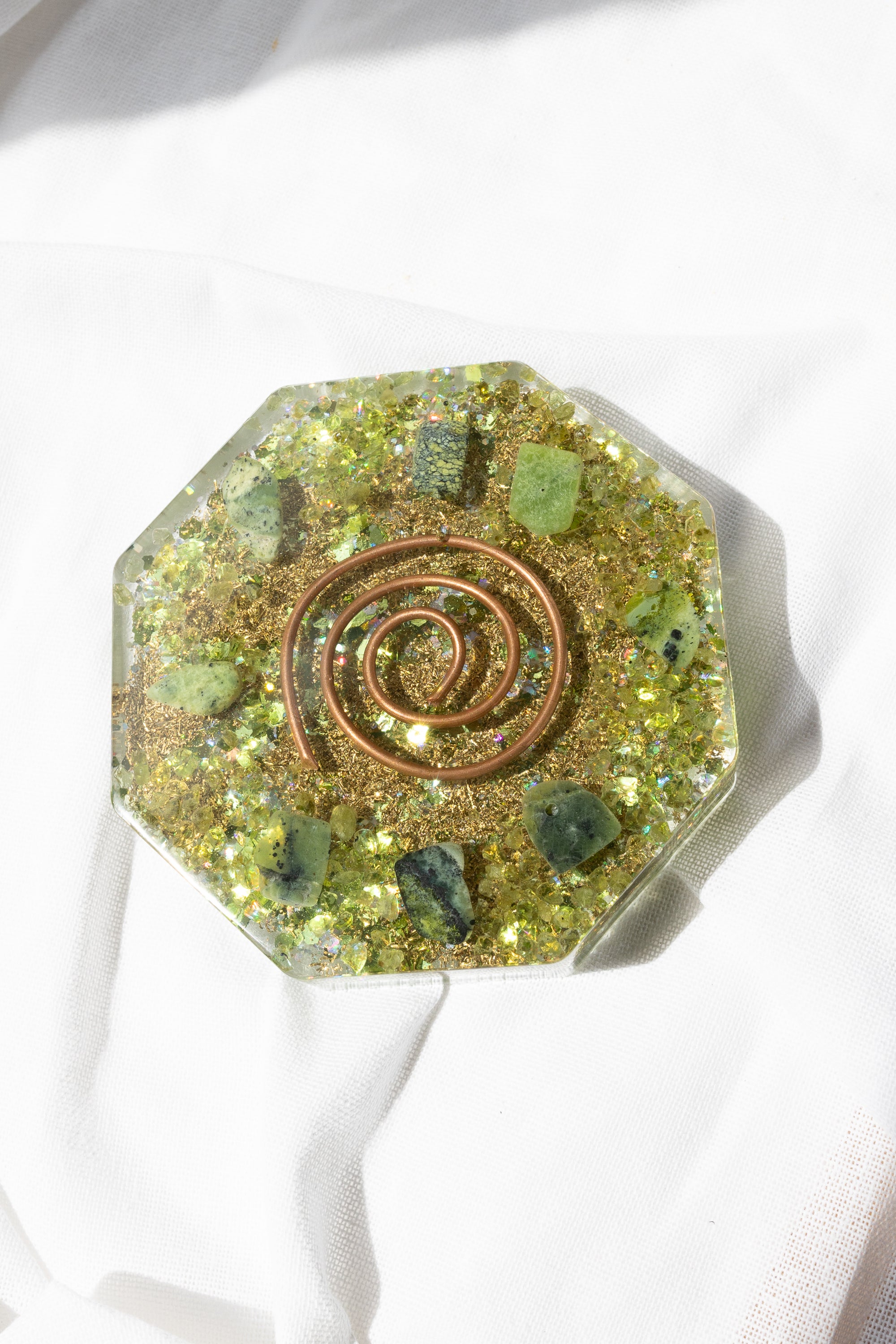 Orgonite Octagon Green Jade |  Energy Cleansing • EMF Protection • Positive Energy