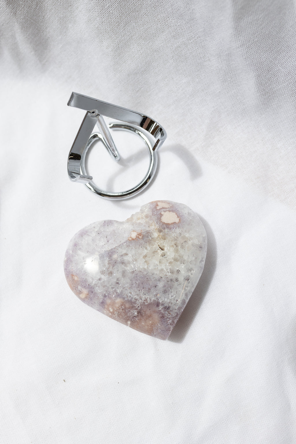 Pink Amethyst Flower Agate Heart + Stand | Self-Love • Growth • Divine Feminine