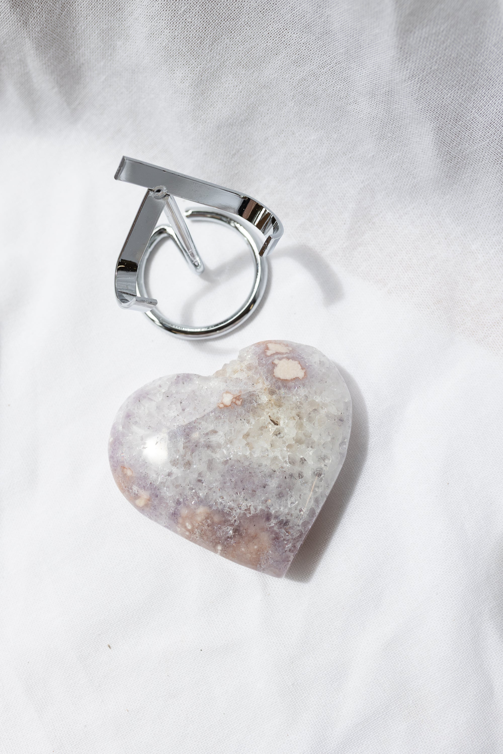 Pink Amethyst Flower Agate Heart + Stand | Self-Love • Growth • Divine Feminine