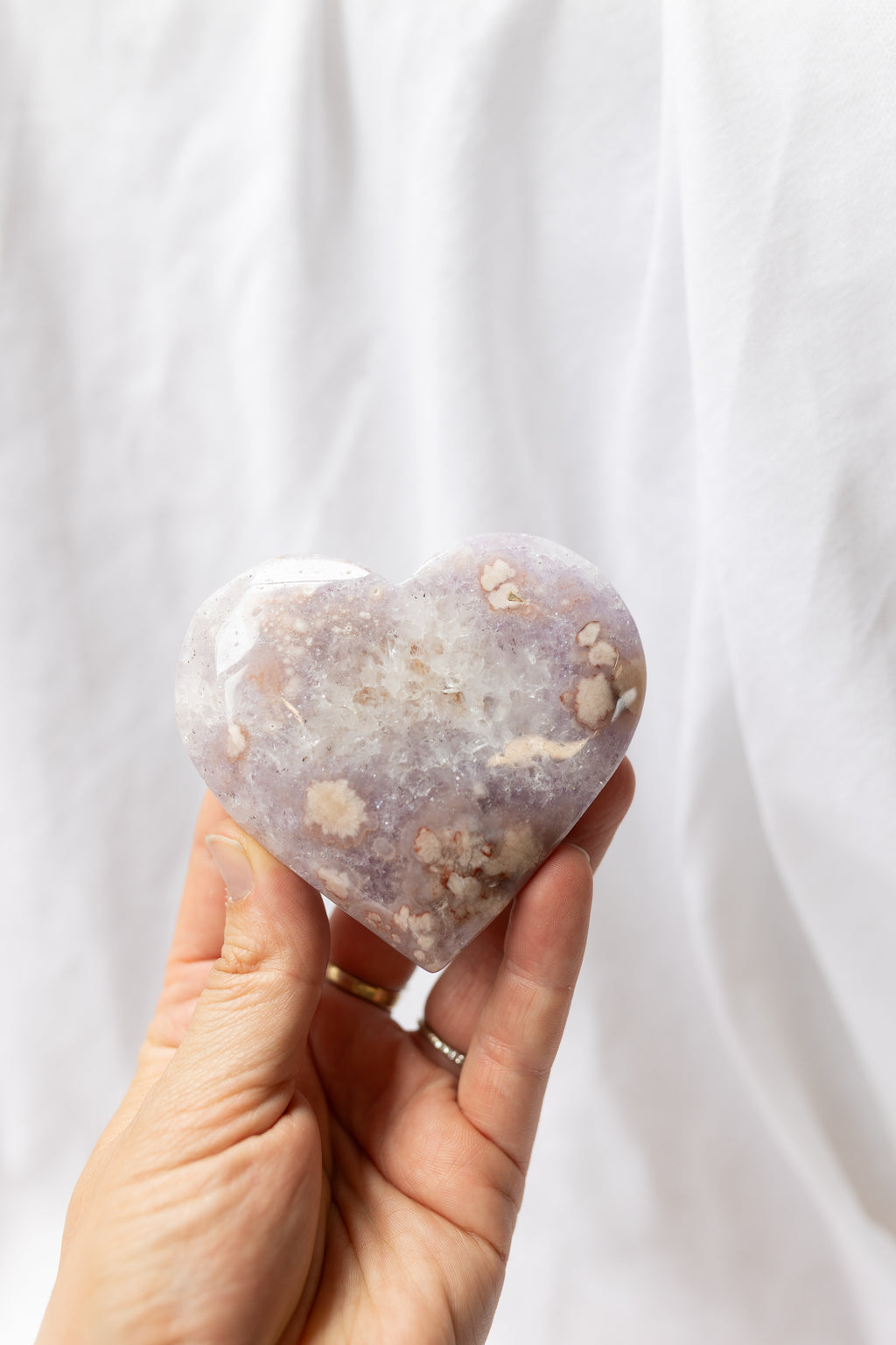 Pink Amethyst Flower Agate Heart + Stand | Self-Love • Growth • Divine Feminine