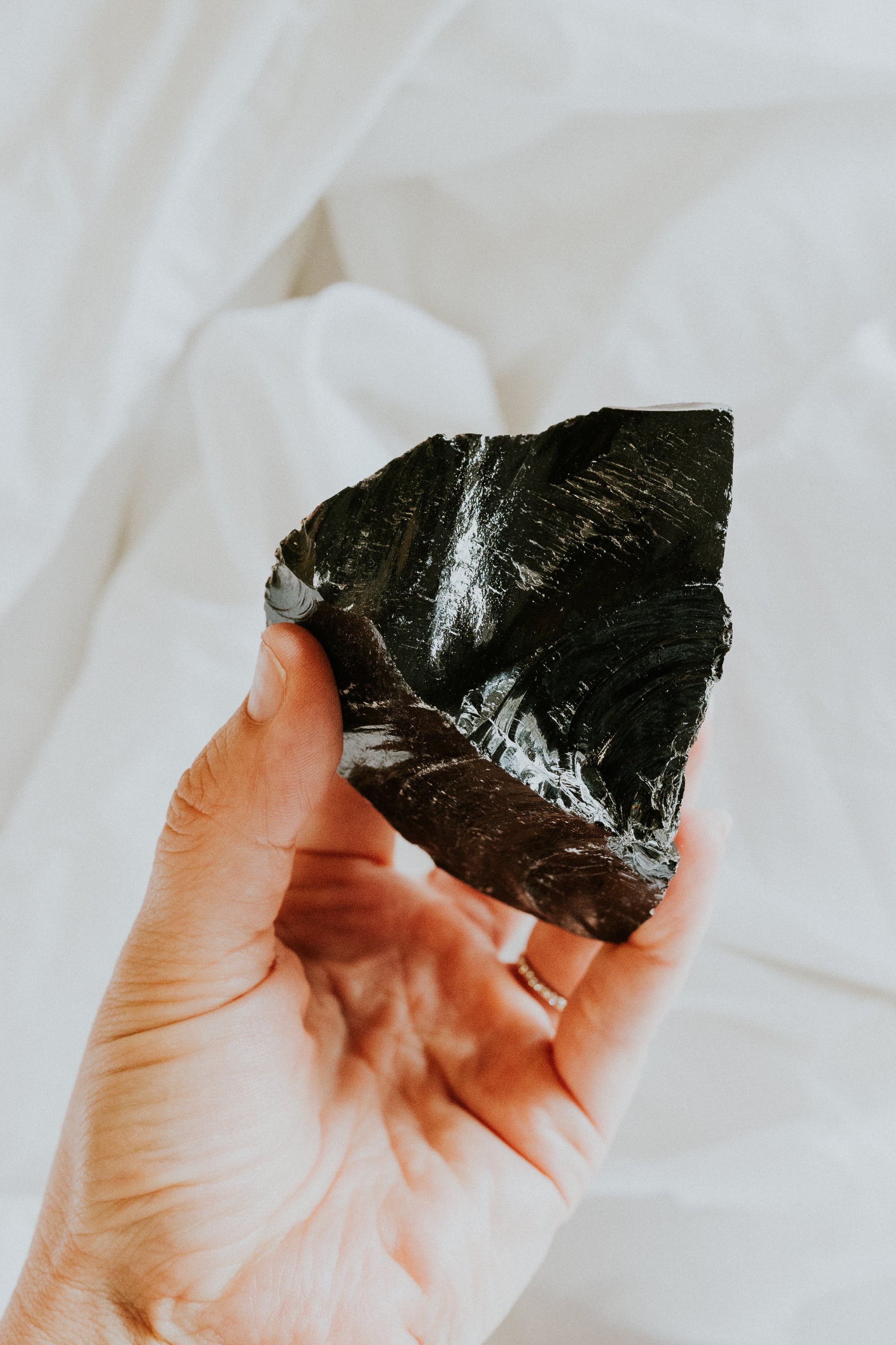 Black Obsidian Crystal Rough Piece: Medium | Protection • Truth • Grounding