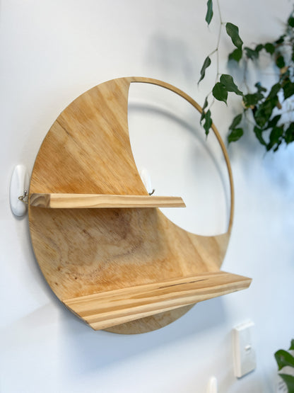 Crescent Moon Cutout Wooden Shelf