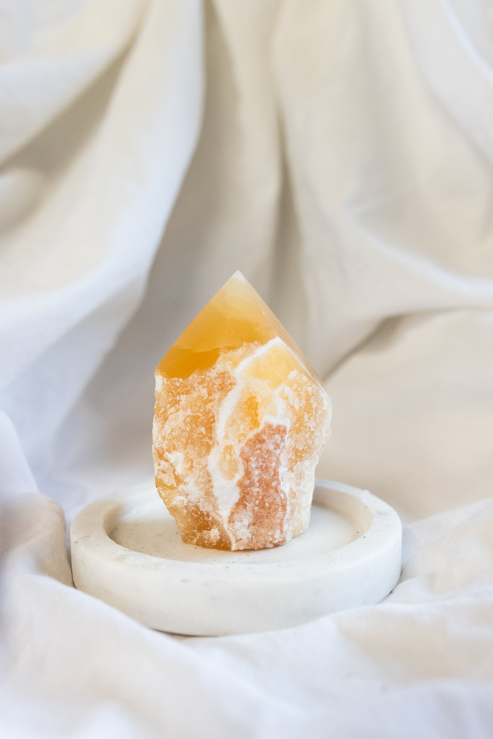 Orange Calcite Semi Polished Crystal Point | Creativity • Joy • Emotional Healing