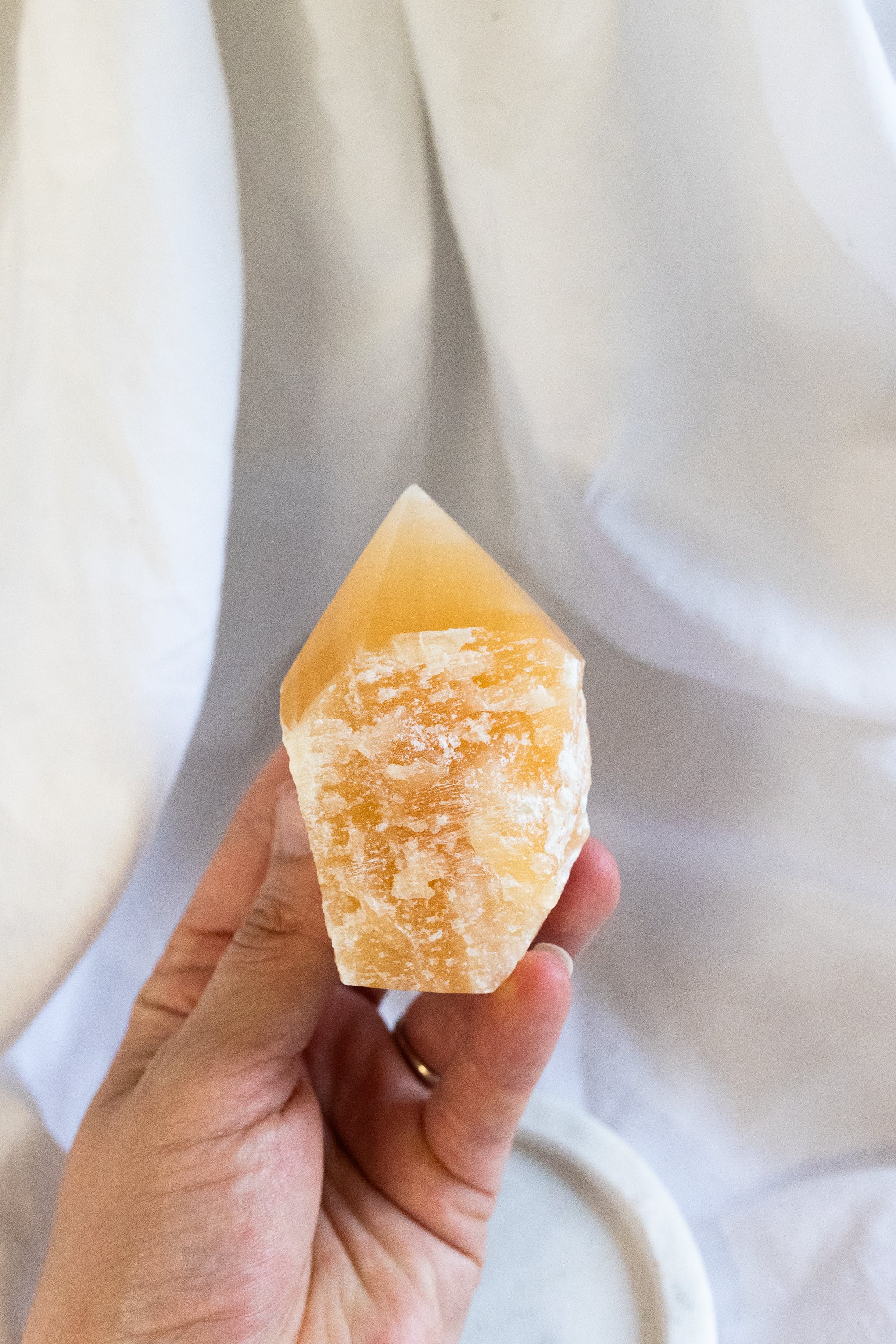 Orange Calcite Semi Polished Crystal Point | Creativity • Joy • Emotional Healing