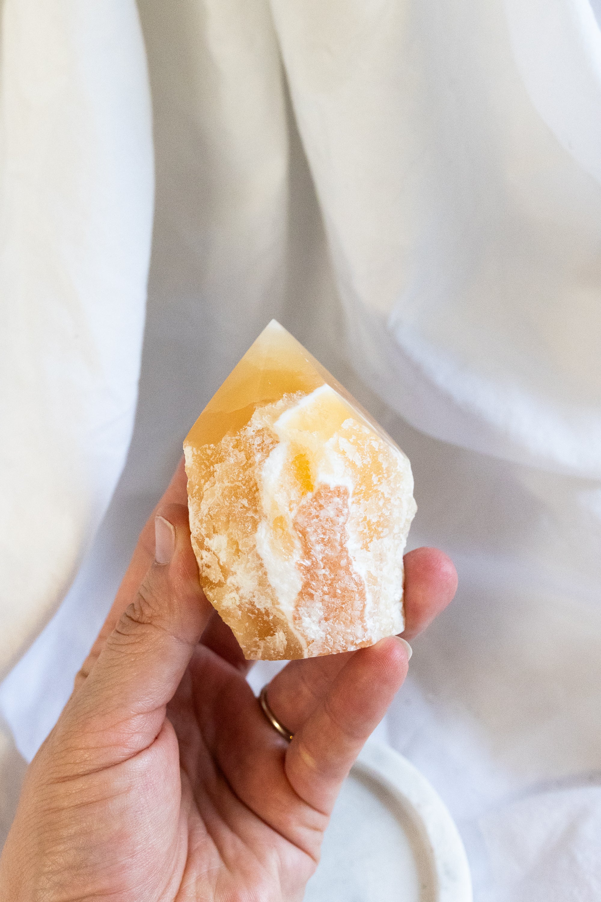 Orange Calcite Semi Polished Crystal Point | Creativity • Joy • Emotional Healing