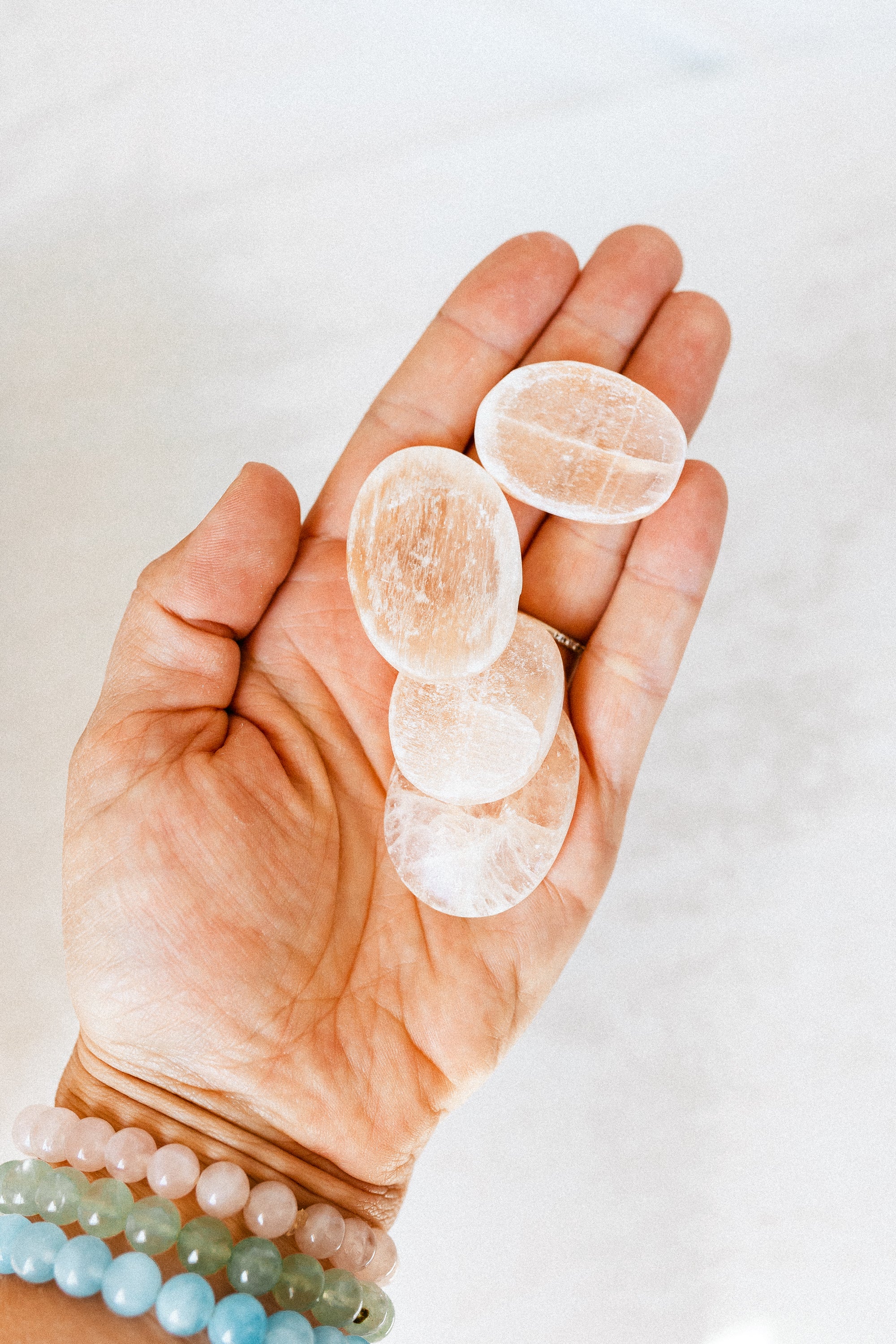 Orange Selenite Crystal Worry Stone | The Stone of Cleansing, Creativity & Sacred Vitality