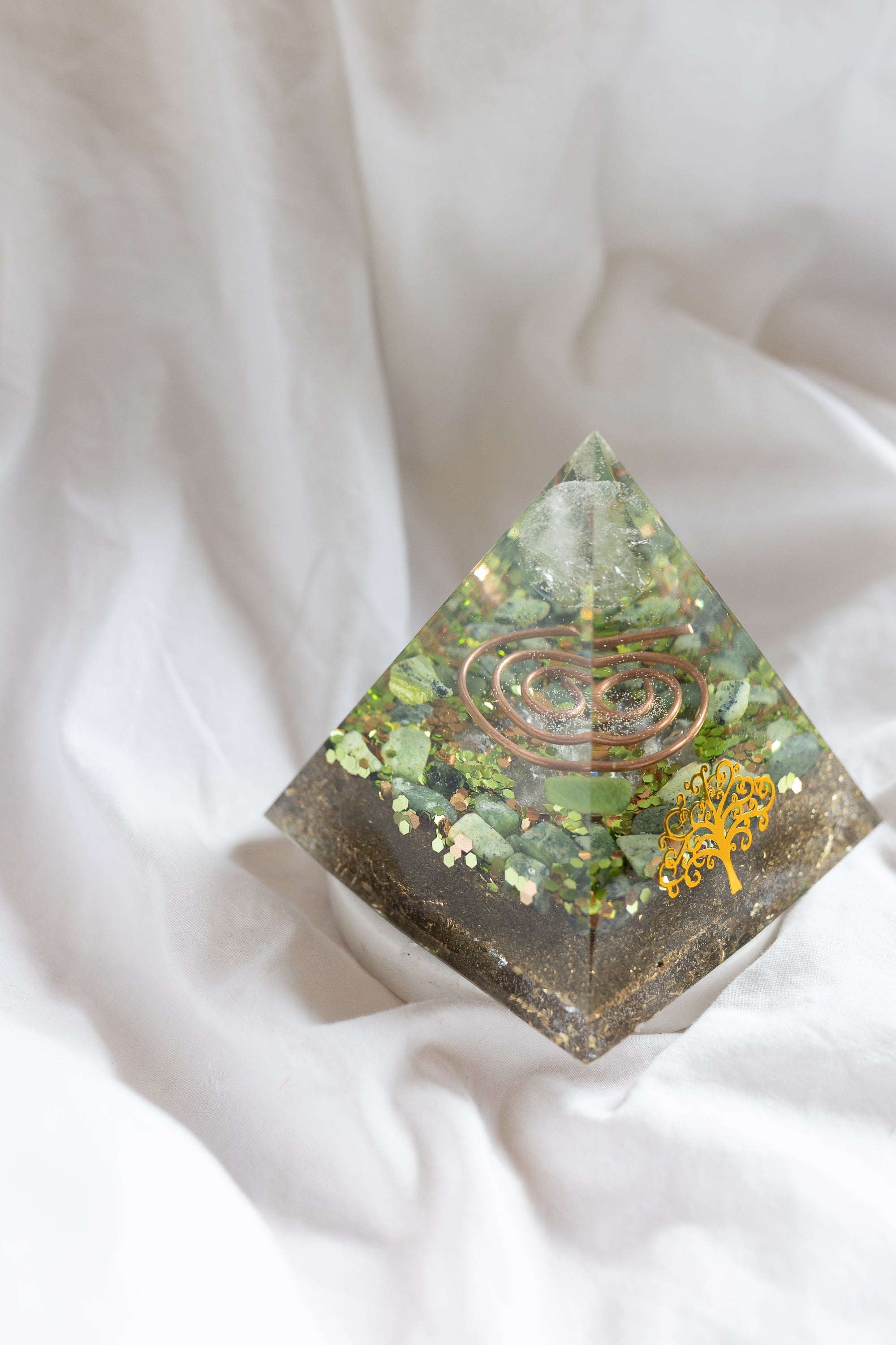 Orgonite Pyramid *GAIA GREEN* |  Energy Flow • EMF Protection