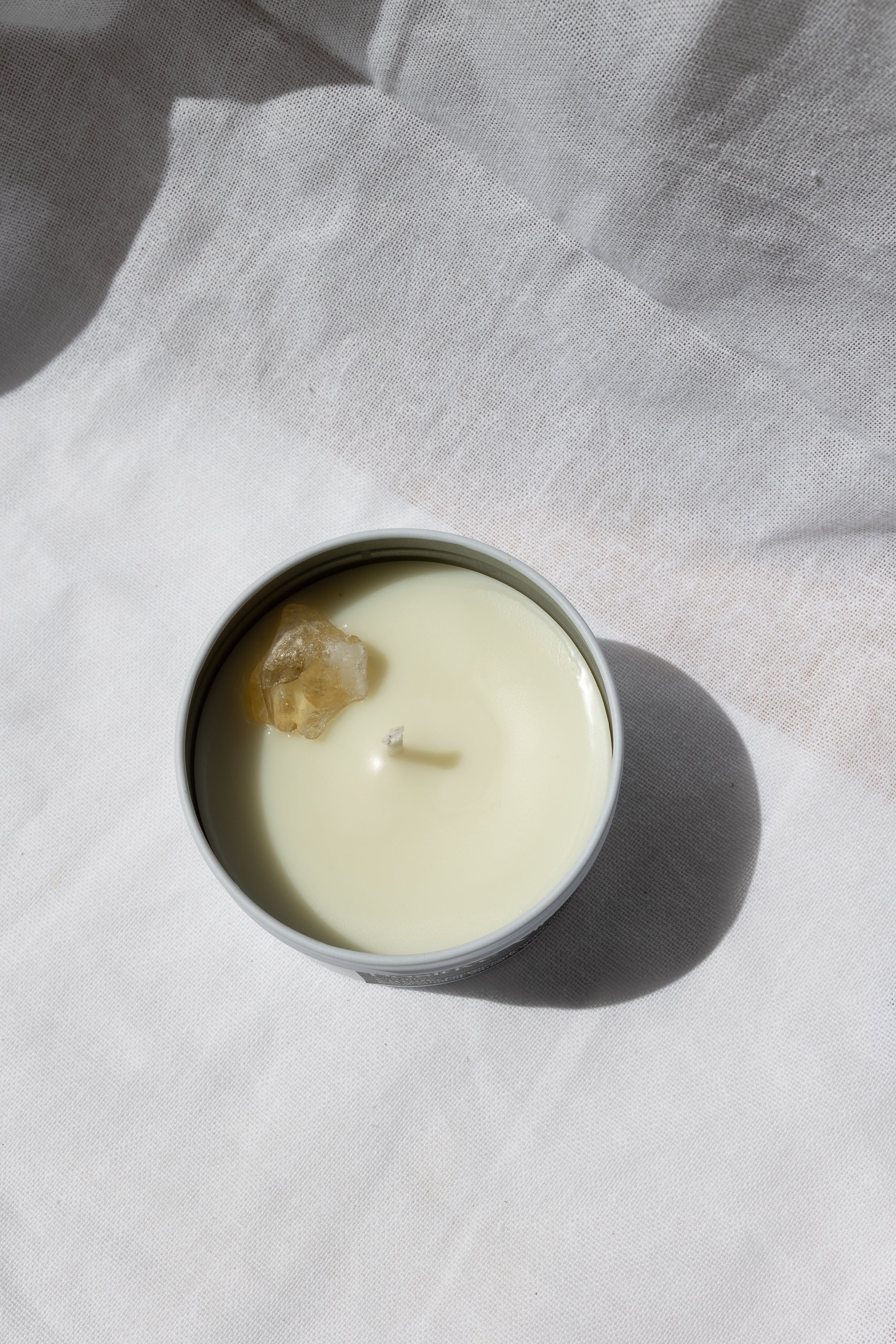 Positive Vibes Crystal Candle - Vanilla Scented Coco-Soy Candle with Citrine Crystal