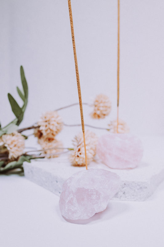 Rose Quartz Crystal Incense Holder