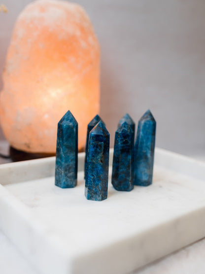 Blue Apatite Crystal Polished Point - Knight Inspired