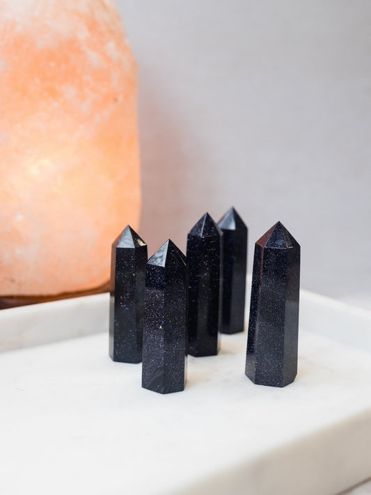 Blue Goldstone Crystal Polished Point - Knight Inspired