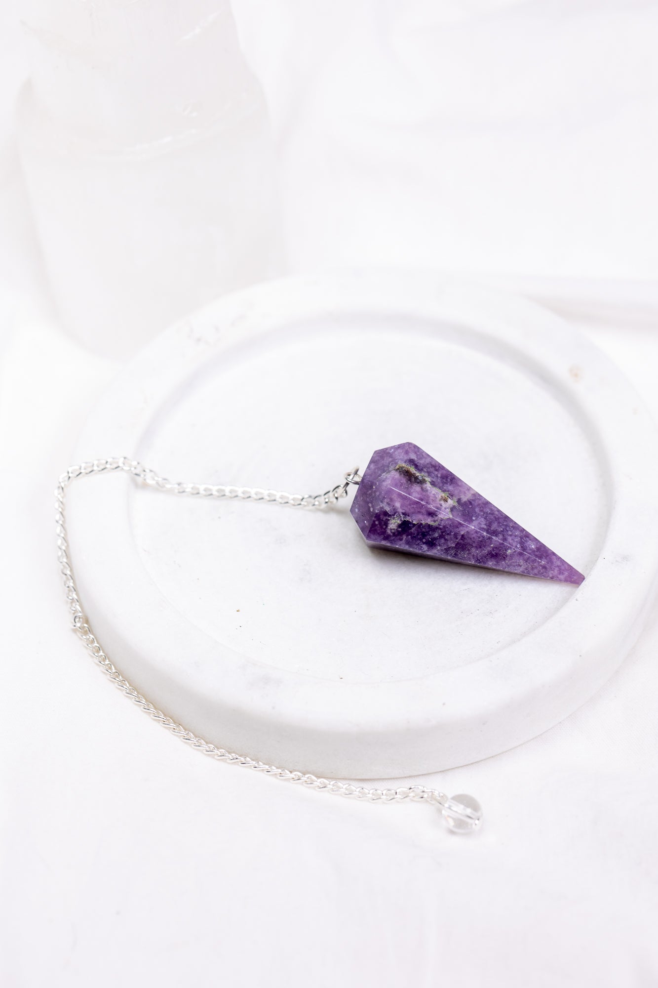 Crystal Pendulum: Lepidolite - Knight Inspired