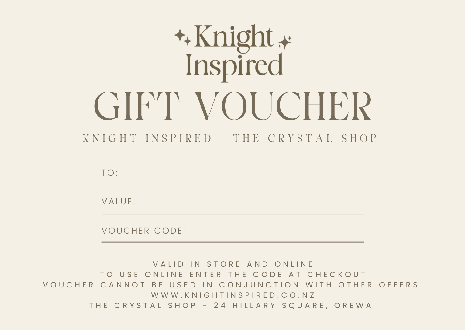 Gift Voucher - Knight Inspired