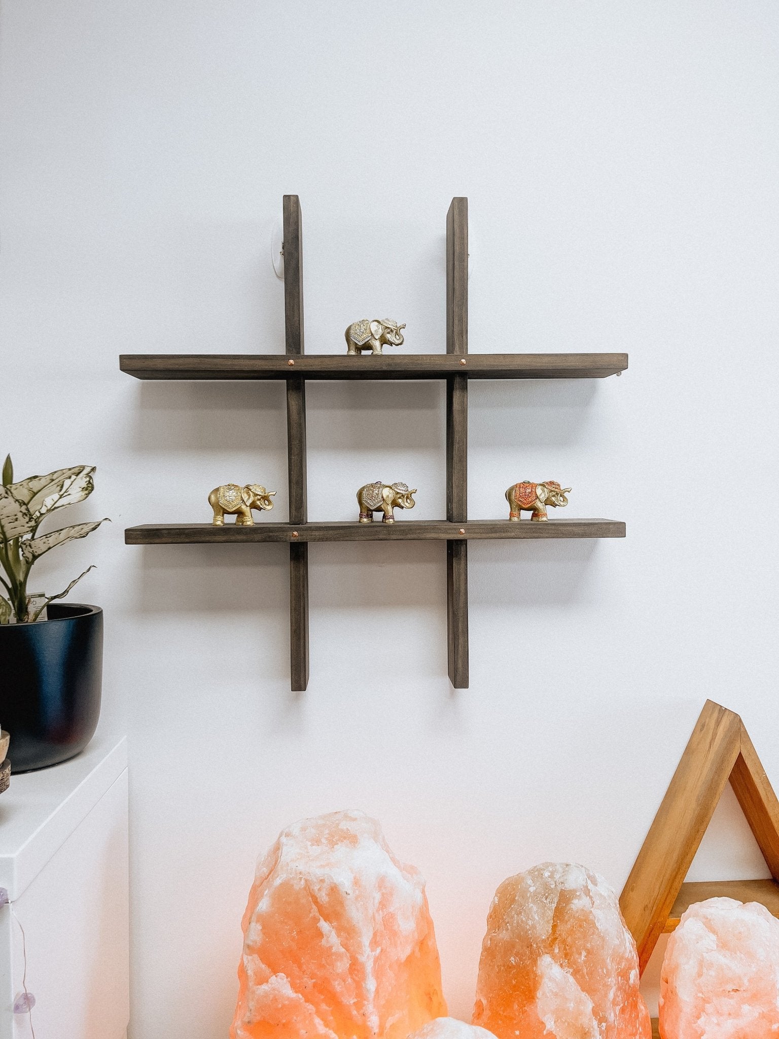 Grid Style Wooden Shelf - Knight Inspired