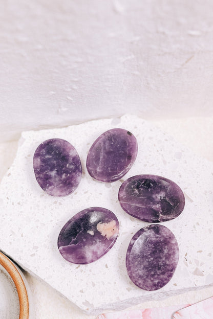 Lepidolite Crystal Worry Stone - Knight Inspired