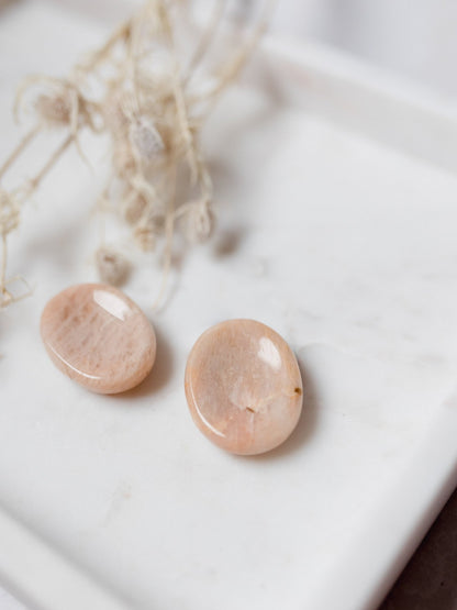 Peach Moonstone Worry Stone - Knight Inspired