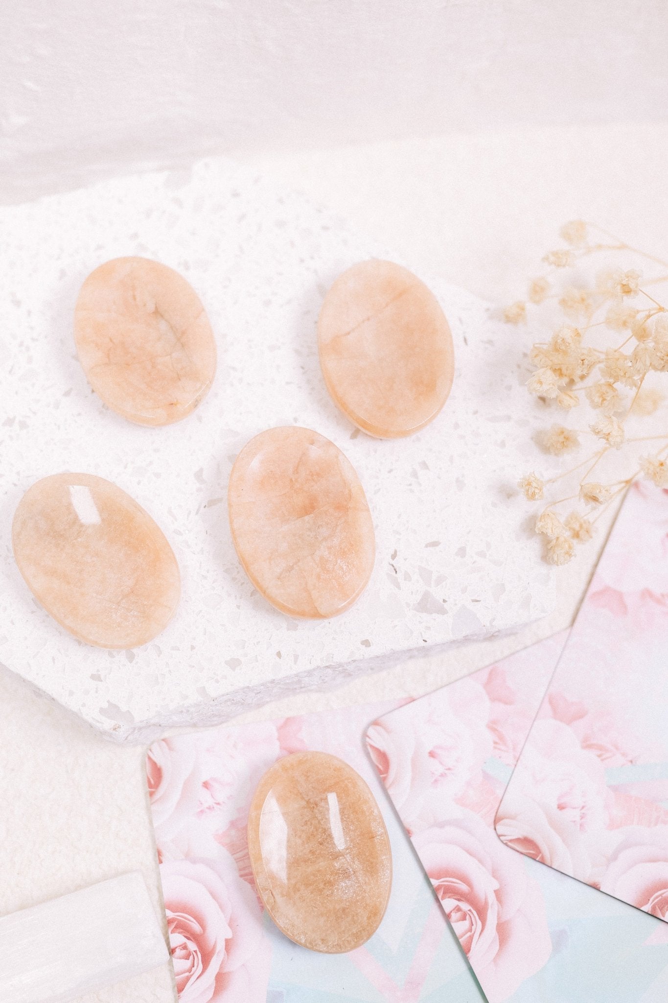 Peach Moonstone Worry Stone - Knight Inspired