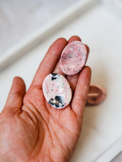 Rhodonite Crystal Worry Stone - Knight Inspired