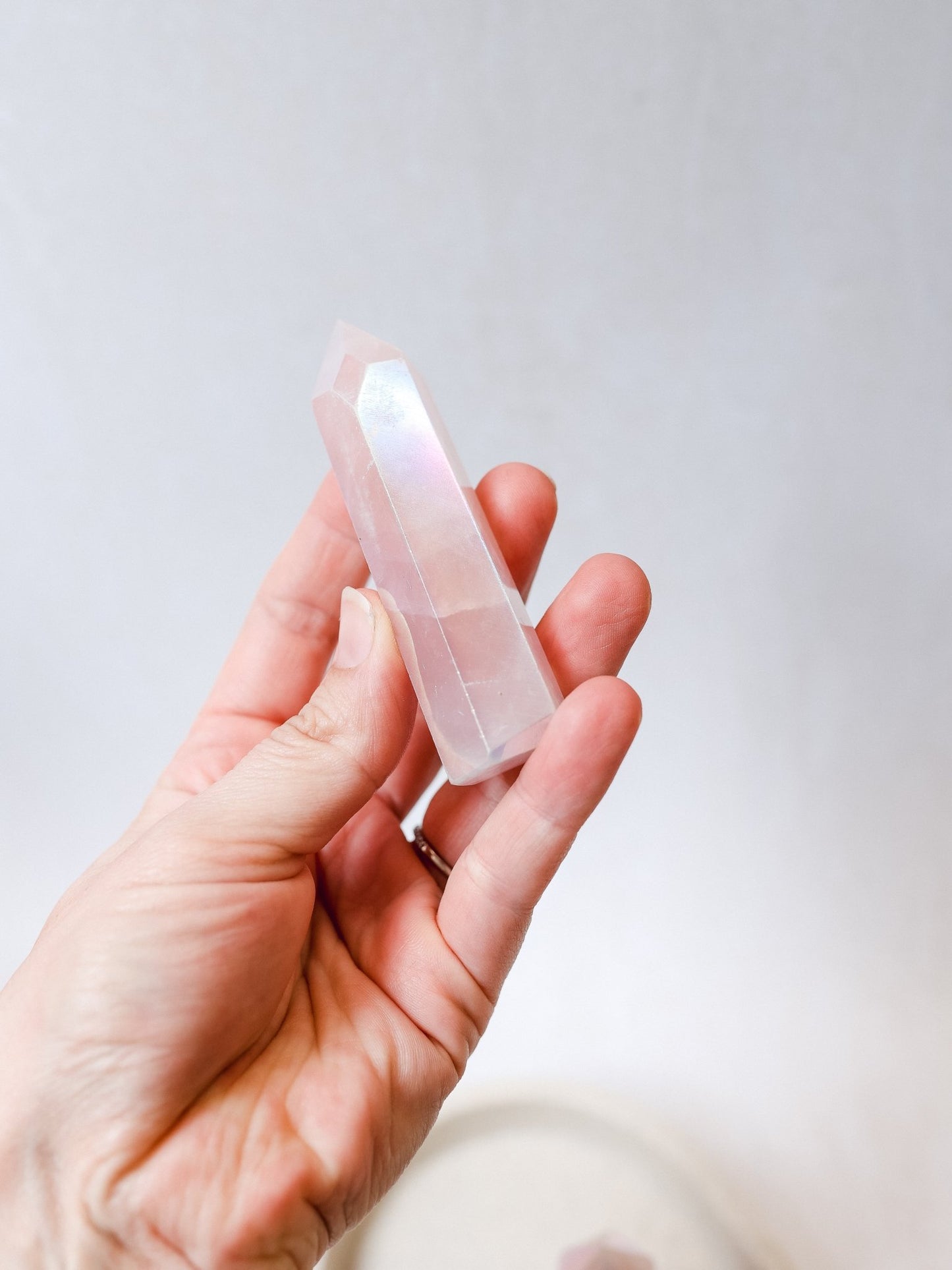 Rose Aura Quartz Polished Point - Knight Inspired