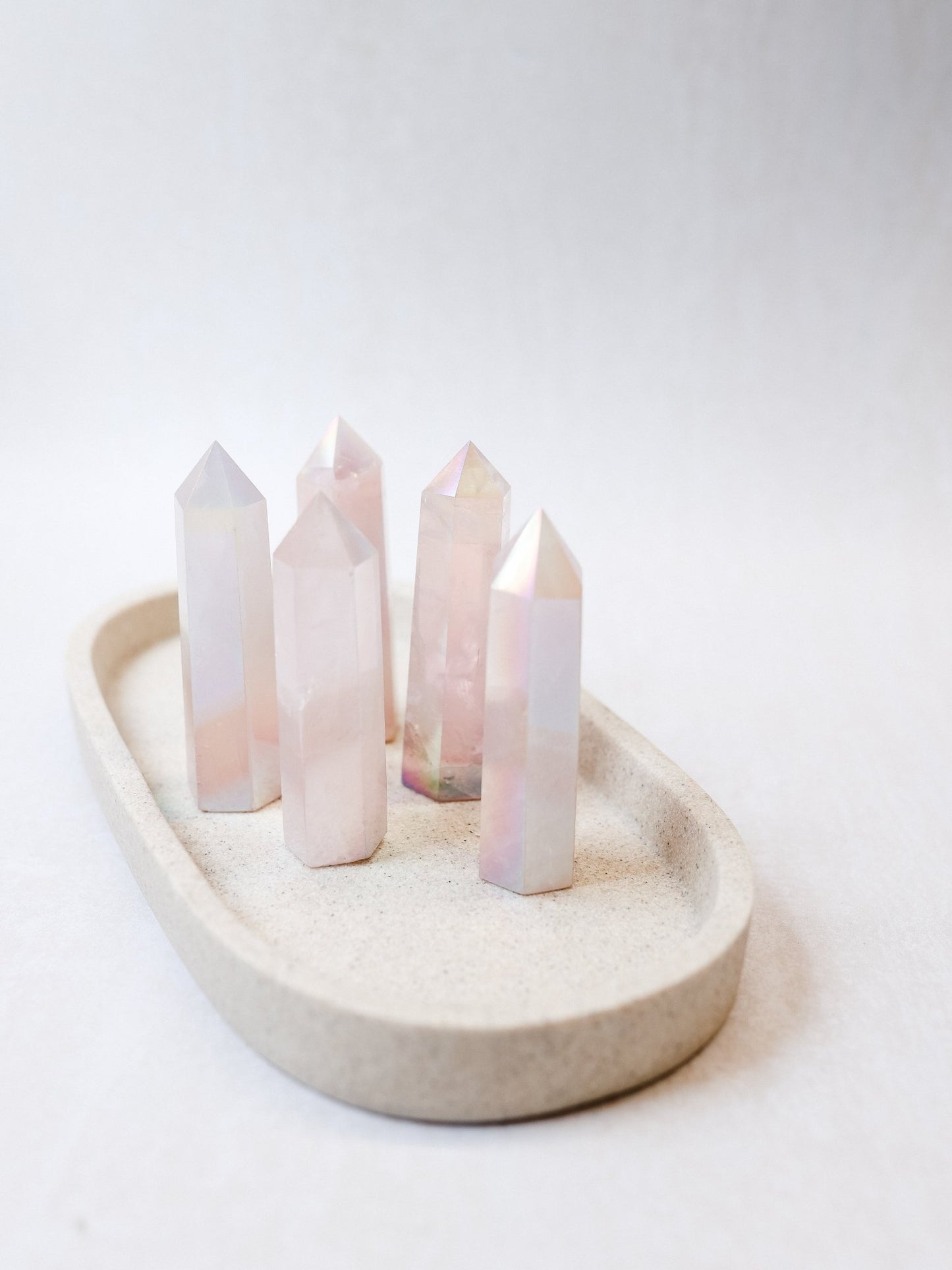 Rose Aura Quartz Polished Point - Knight Inspired