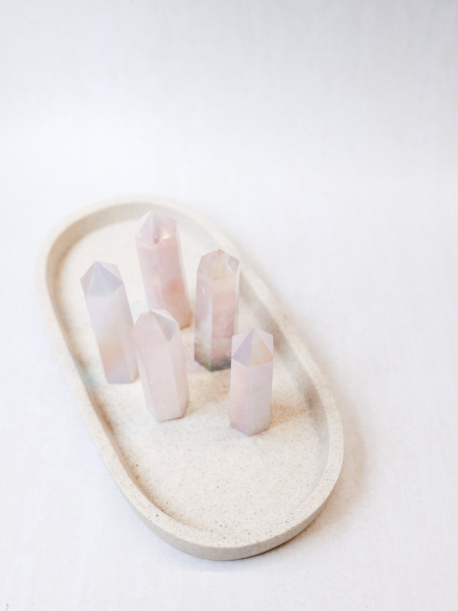 Rose Aura Quartz Polished Point - Knight Inspired