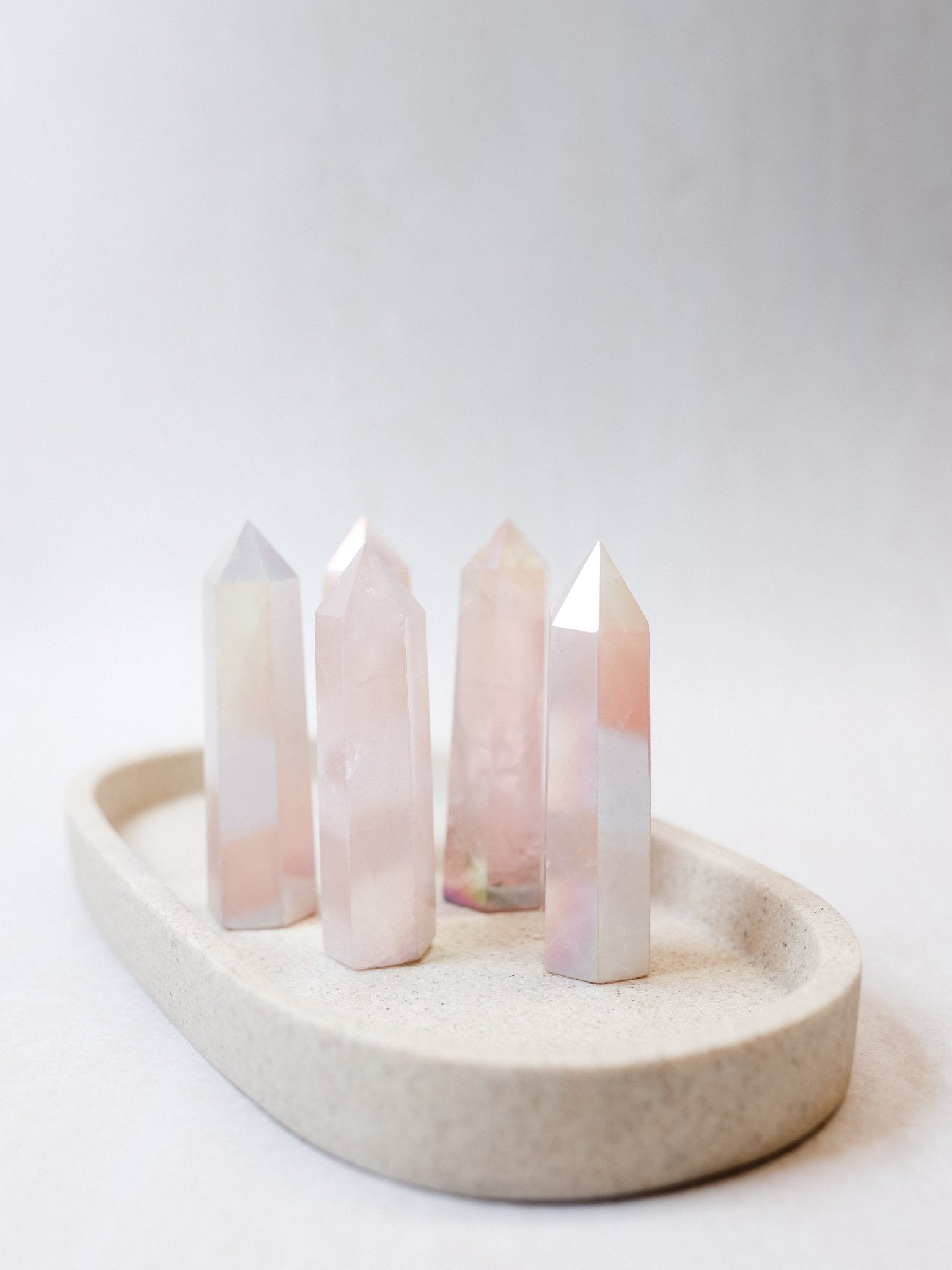 Rose Aura Quartz Polished Point - Knight Inspired