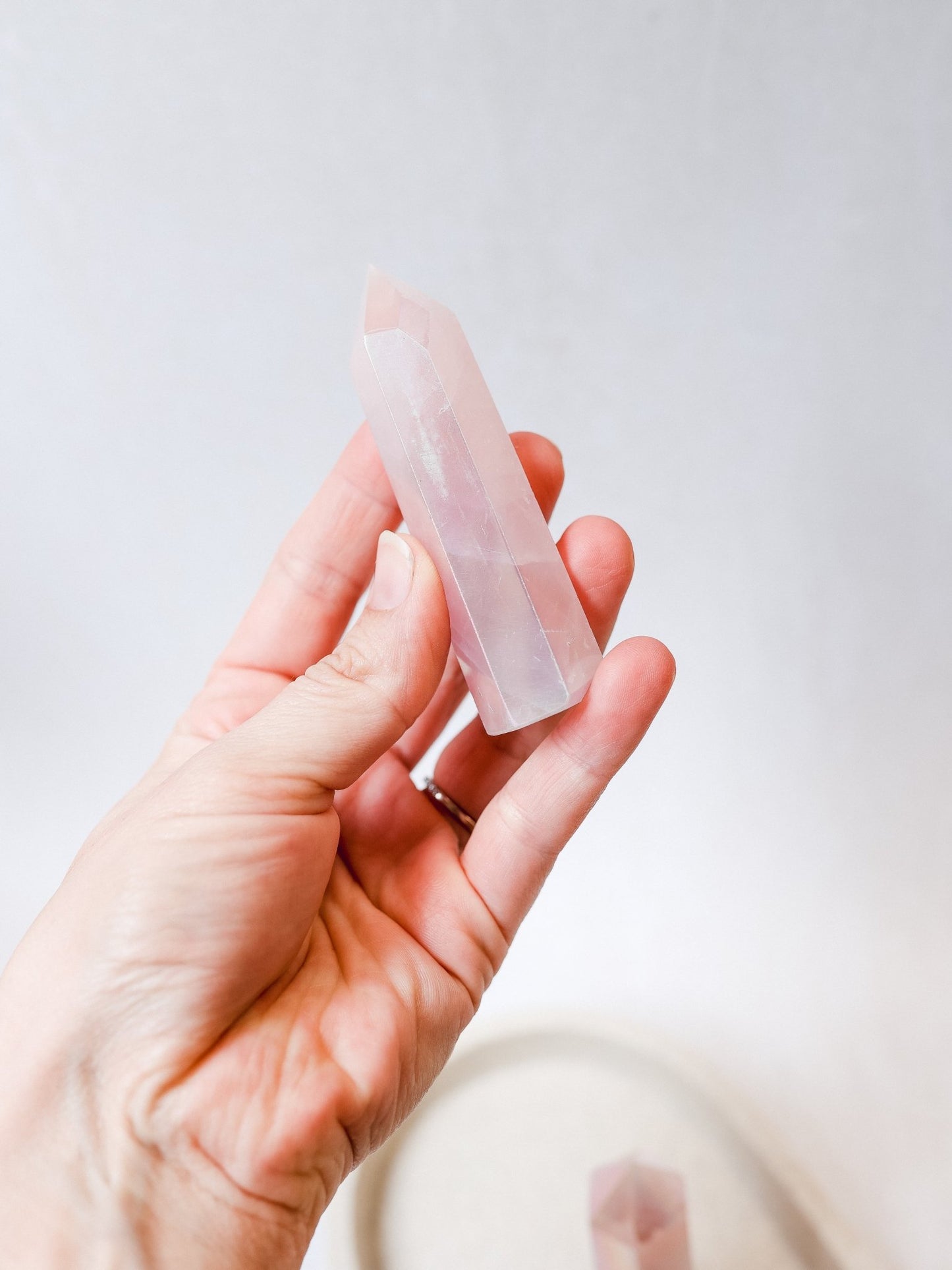 Rose Aura Quartz Polished Point - Knight Inspired