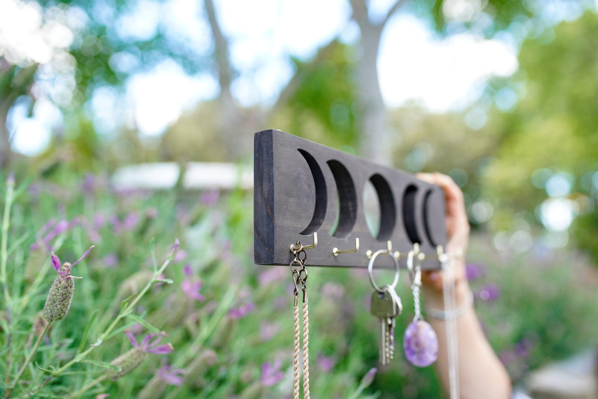 Wooden Moon Phase Key Holder: Dark - Knight Inspired