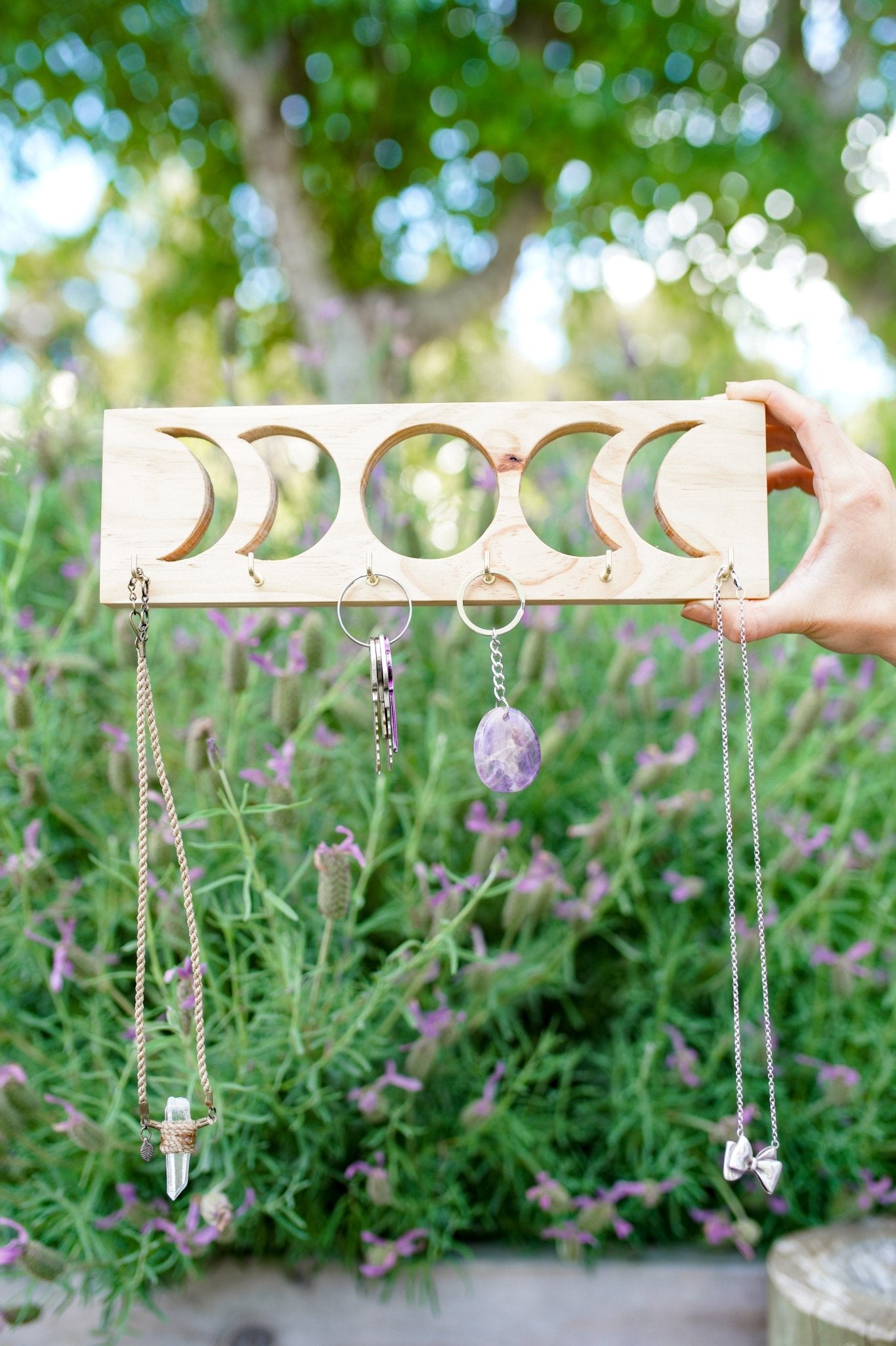 Wooden Moon Phase Key Holder: Light - Knight Inspired