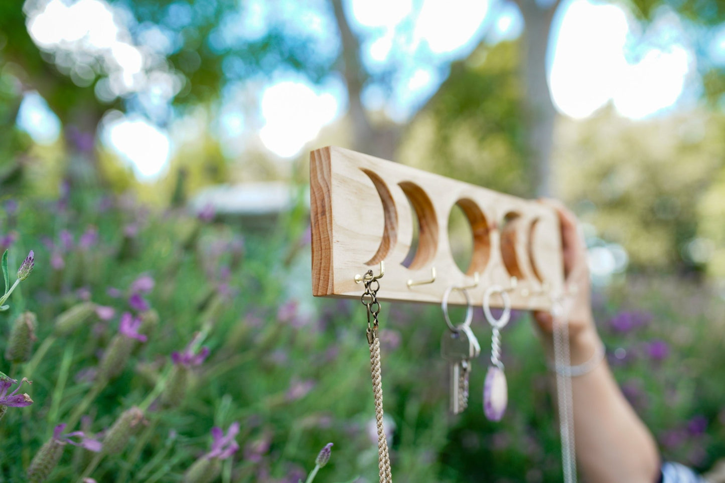 Wooden Moon Phase Key Holder: Light - Knight Inspired