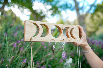 Wooden Moon Phase Key Holder: Light - Knight Inspired