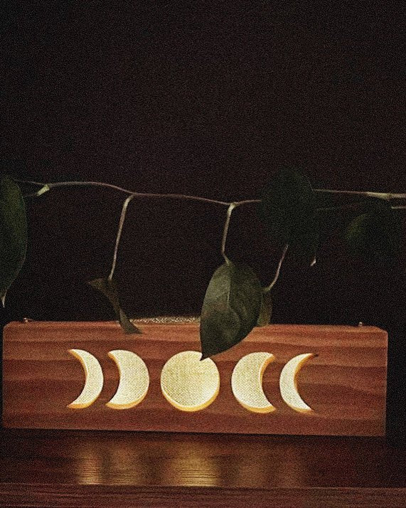 Wooden Moon Phase Night Light - Knight Inspired